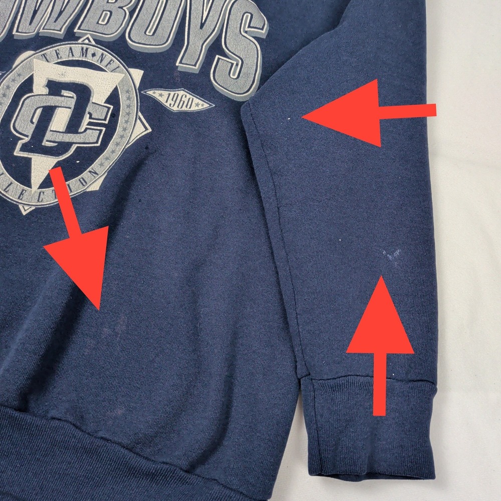 Vintage Dallas Cowboys Sweatshirt Navy Blue NFL Blokecore Blockette XL USA Made - Picture 3 of 7